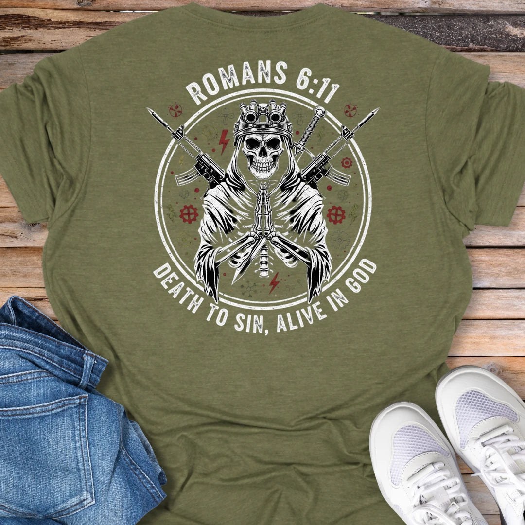 Romans 6:11 Skull Reaper T-Shirt