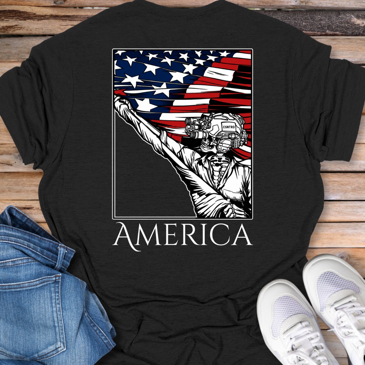 America Flag Statue T-Shirt