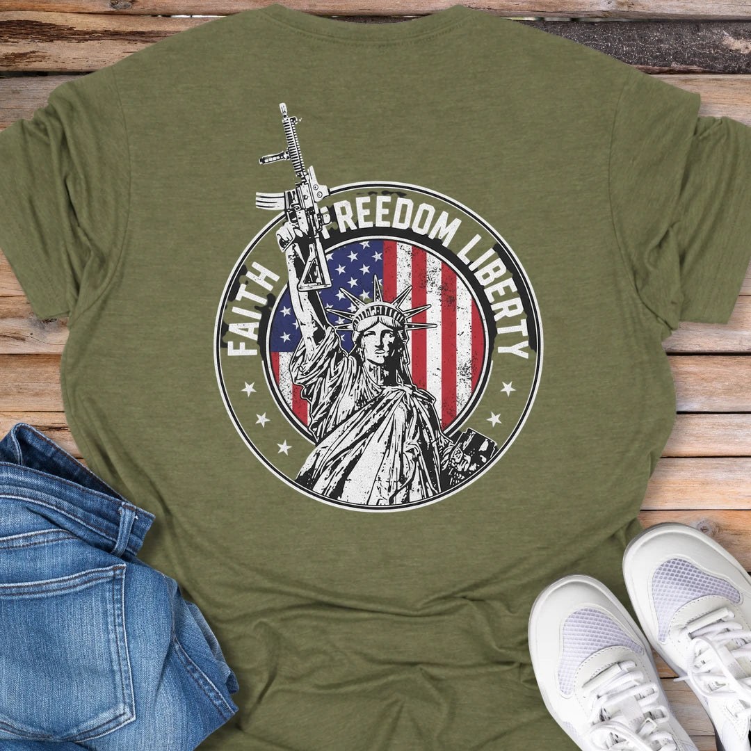 Faith Freedom Liberty Emblem T-Shirt