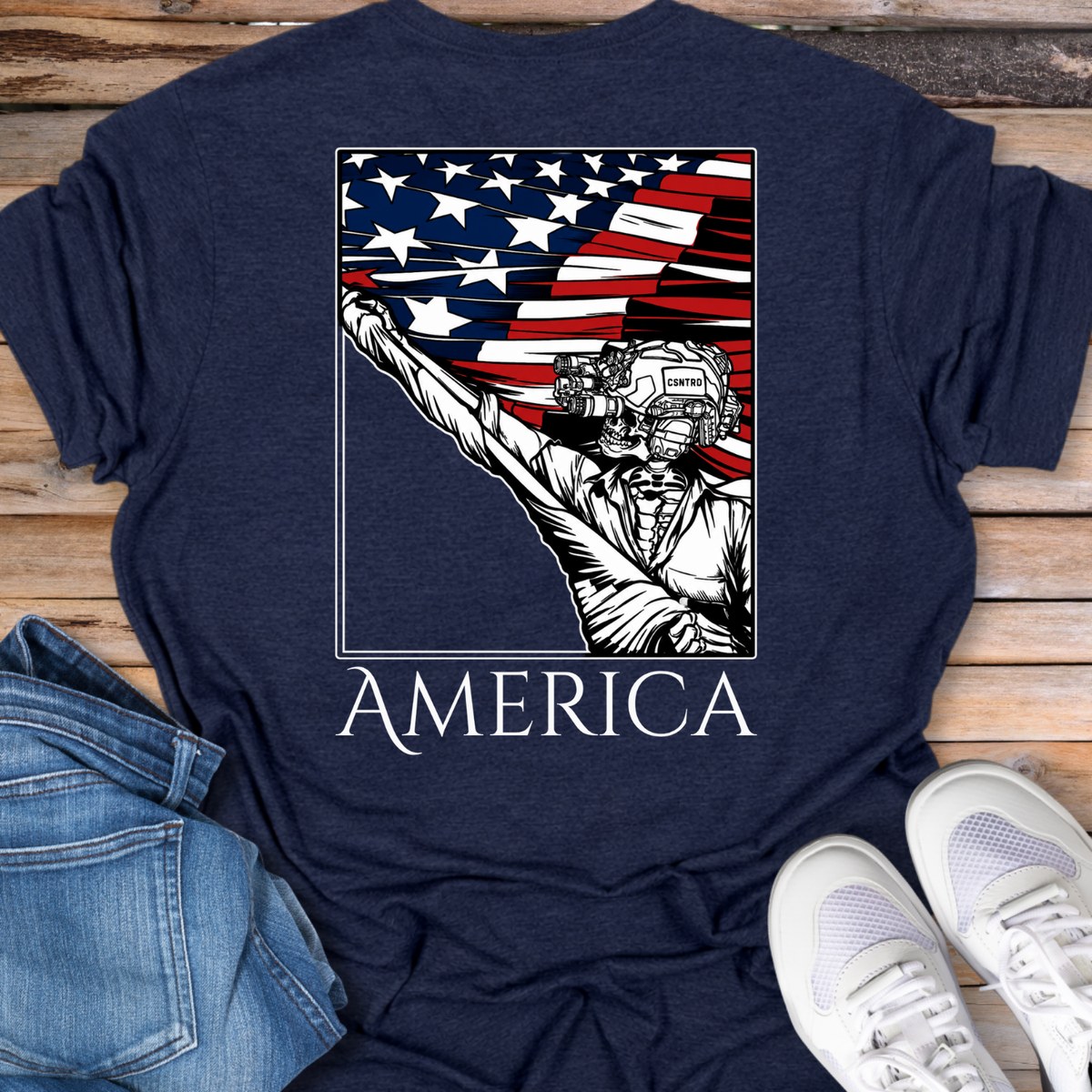 America Flag Statue T-Shirt