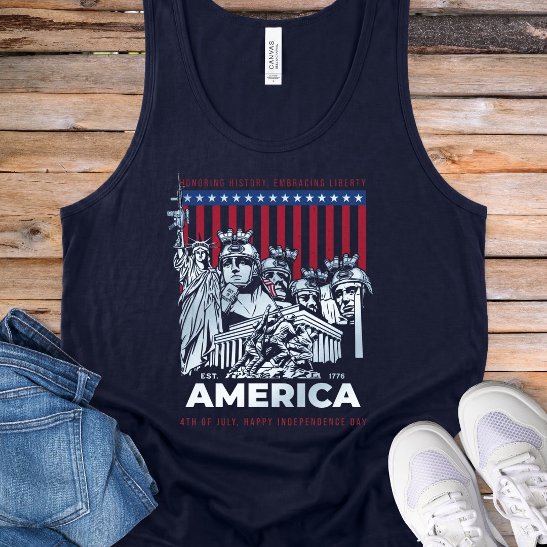 America Statue of Liberty & Presidents Tank Top
