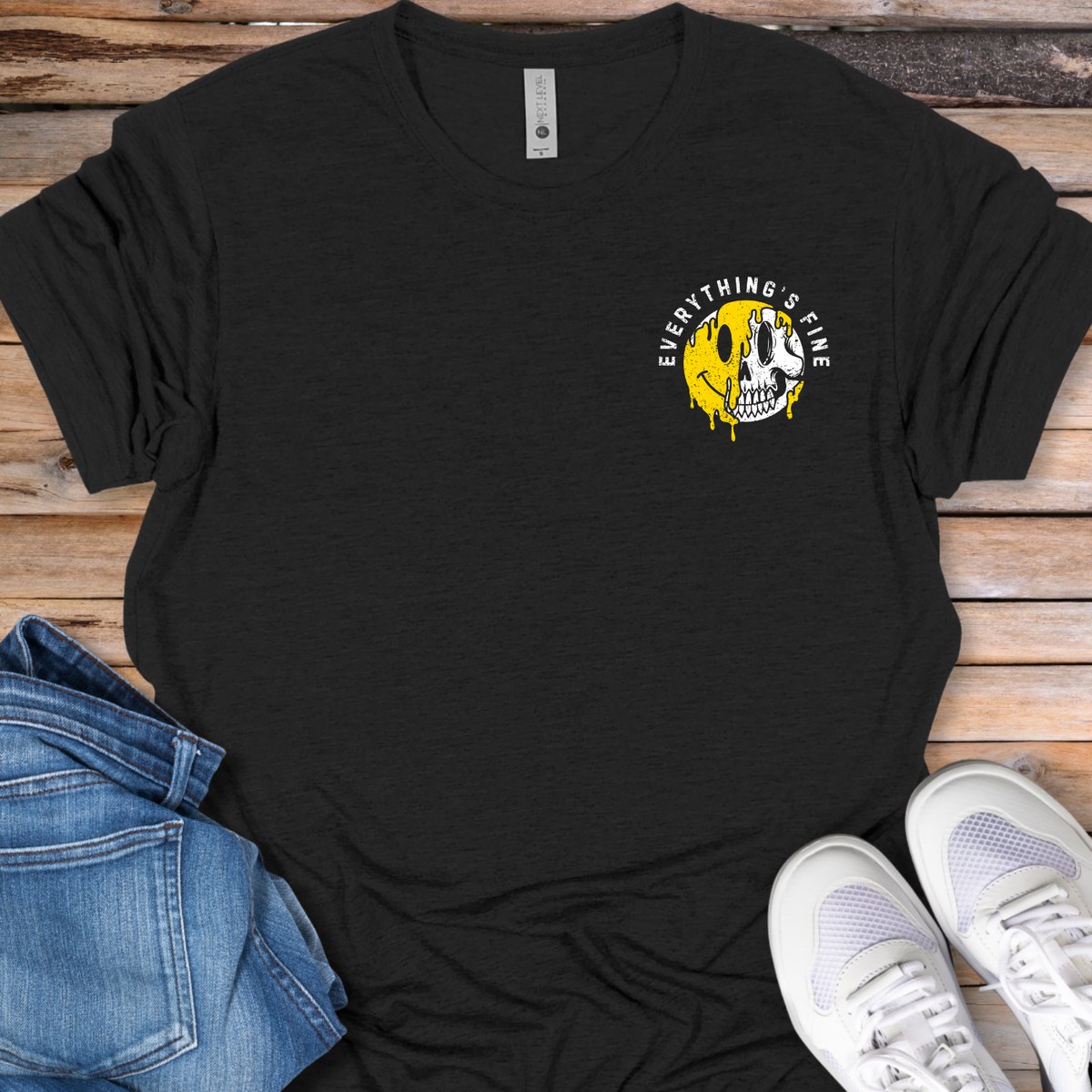 "Everything's Fine" Melting Smile Skull T-Shirt